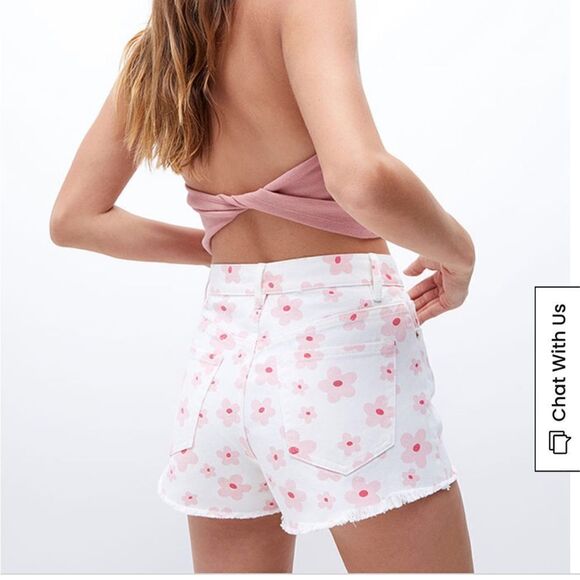 PacSun Pink 90’s Flower Vintage High Waisted Y2K Denim Shorts Size 24 - Picture 3 of 16